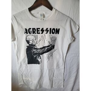 Agression band  t shirt size Ladies  xl white